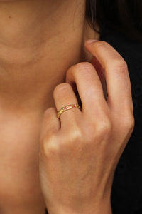 18k Yellow Gold Tiny Hopes Ring with Rubies