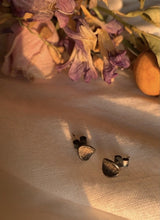 Load image into Gallery viewer, Tiny Curved Oxidized Positano Studs - 18k gold fused